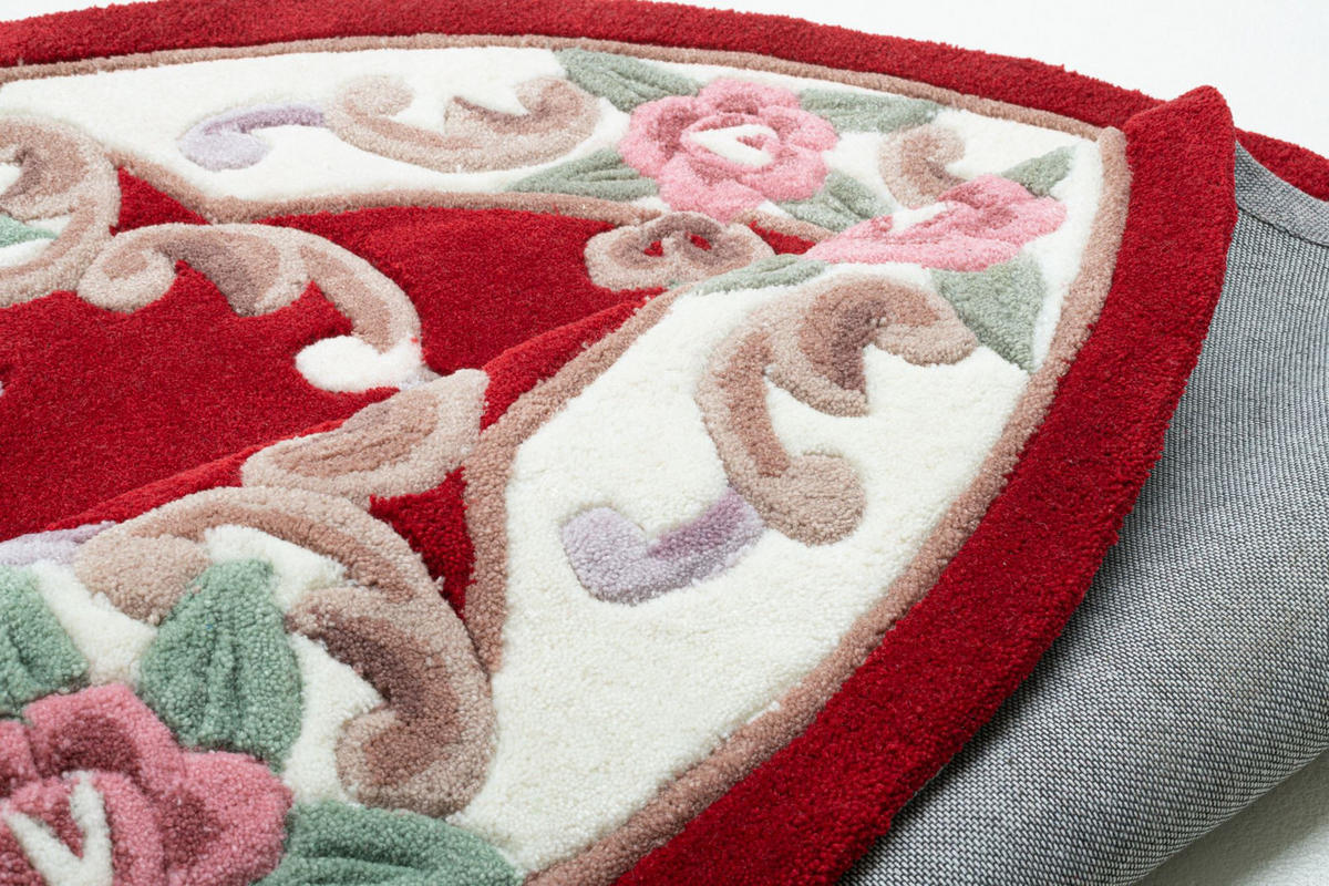 HANDTUFTTEPPICH Ming 150x150 cm - Rot, Textil (150/150cm) - THEKO