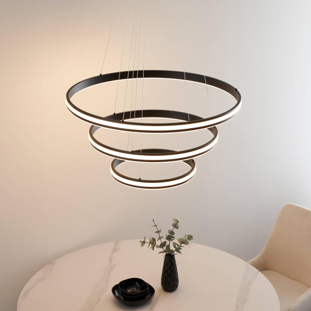 HÄNGELEUCHTE Maroggia, Schwarz, 30cm - Schwarz, Metall (200/80/30cm) - KOSILUM