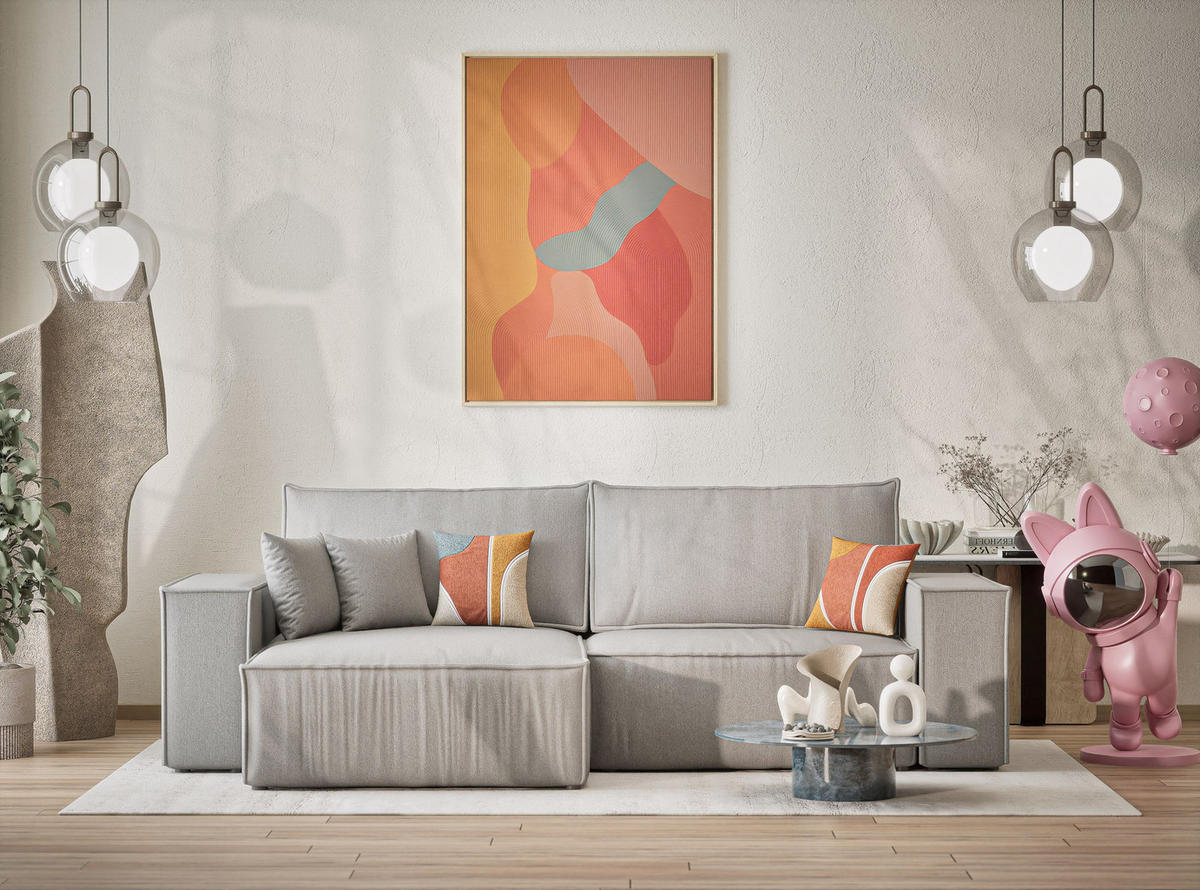 ECKSOFA MIT SCHLAFFUNKTION Zaya Hellgrau Webstoff - Hellgrau/Schwarz, Holz/Holzwerkstoff (255/148cm) - Maison de Reve