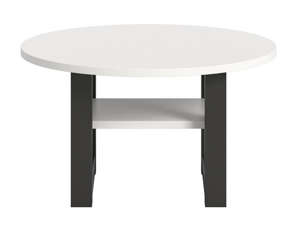 COUCHTISCH weiß, grau 75 cm, rund, Wohnzimmertisch mit Ablage - Weiß/Grau, Holzwerkstoff/Metall (75/75/42cm) - Inn.Furn