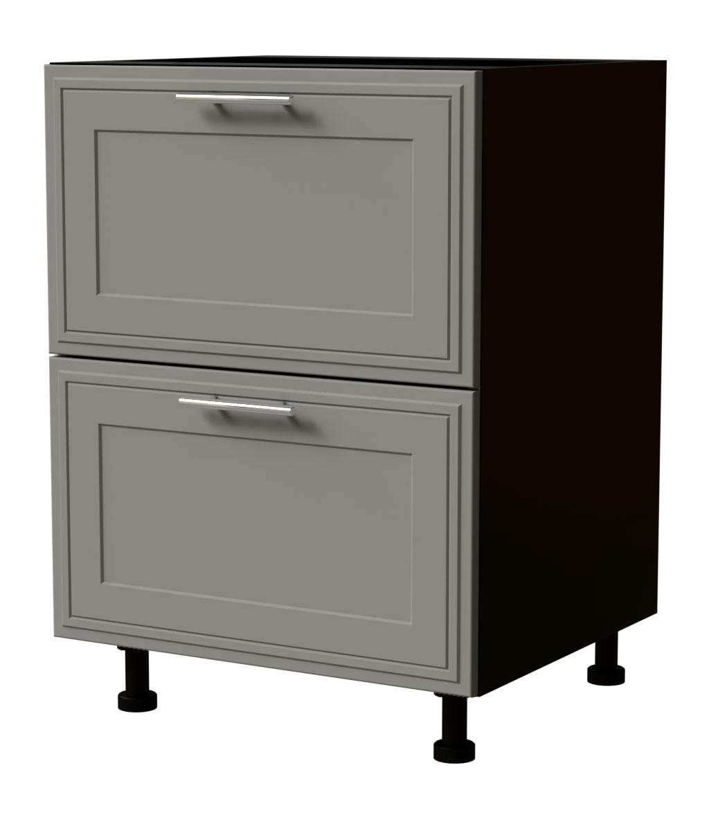 SCHUBLADENUNTERSCHRANK Salo D2/60 Schwarz / Dust Grey Matt 60 / 50 / 82cm - REJS Vollauszug - Schwarz/Grau, Holz/Holzwerkstoff (60/82/50cm) - Feldmann-Wohnen