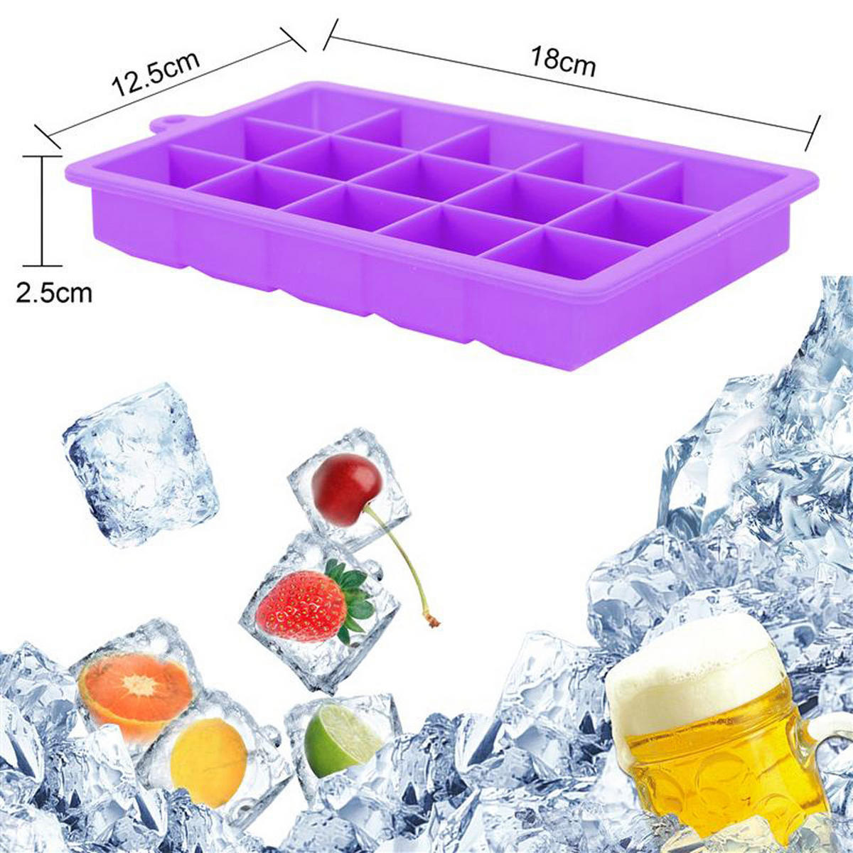 EISWÜRFELFORM 2er Set - Lila, Kunststoff (13/2.5/18cm) - Intirilife