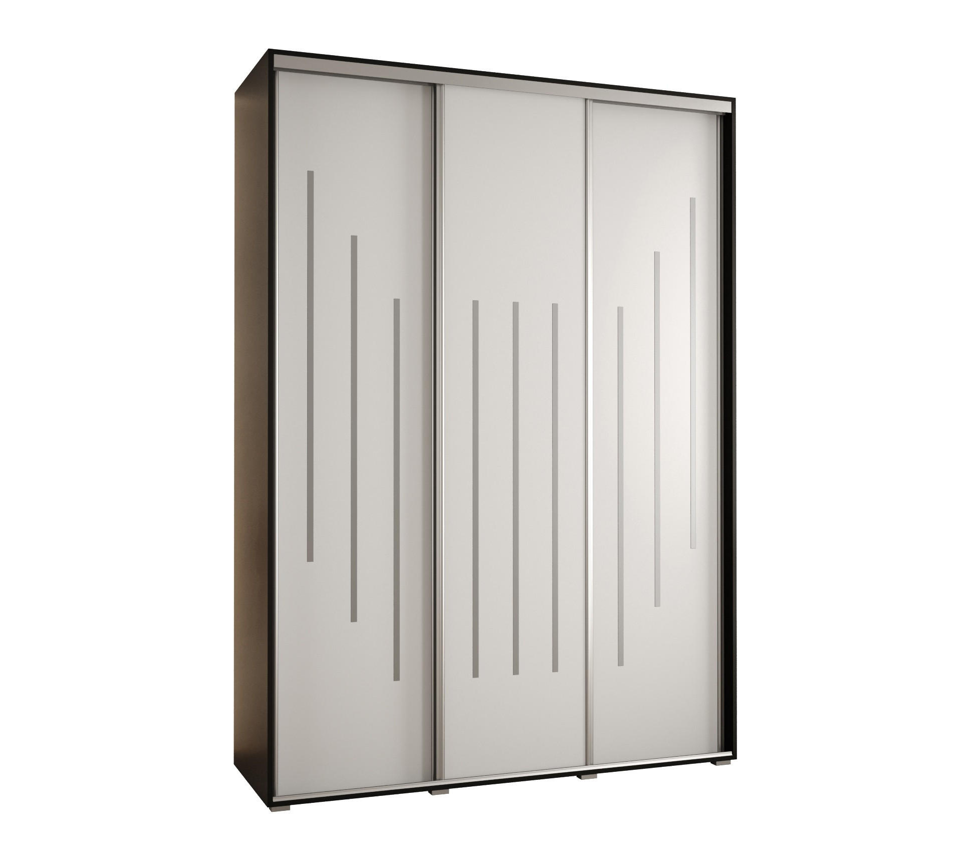 Abiks Möbel Schwebetürenschrank Schwarz, Weiß, Silber 170x235x45 cm