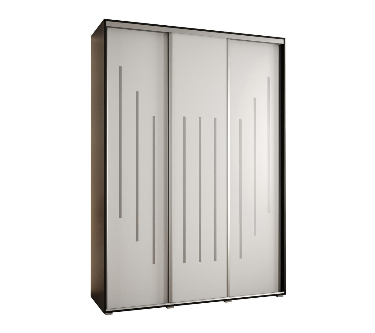 SCHWEBETÜRENSCHRANK 235,2/170/60 3-türig - Silberfarben/Schwarz, Holz/Metall (170/235/60cm) - Abiks Möbel