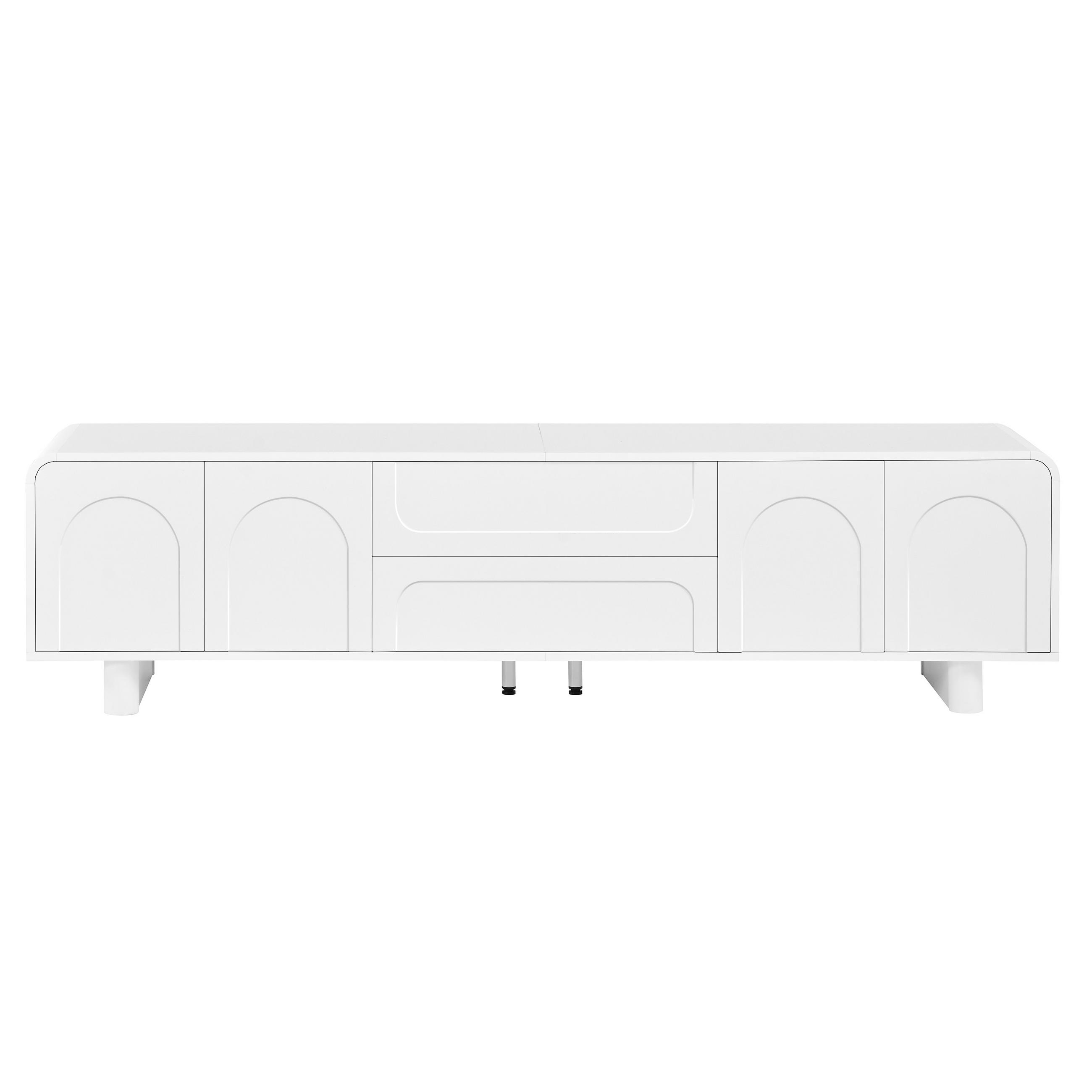 TV-SCHRANK 180/40/46 cm Weiß mit 4 Türen und 2 Schubladen - Weiß, Holzwerkstoff (180/46/40cm) - Oxeza