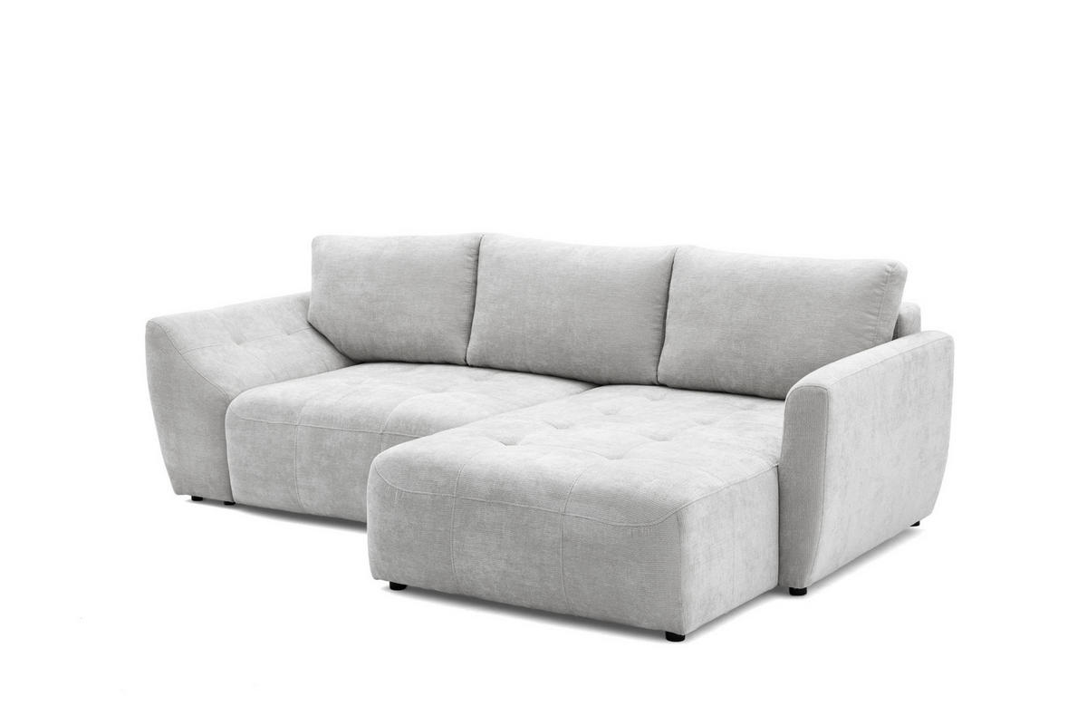 ECKSOFA NICE L Rechts mit Schlaffunktion 137x204 Chenille Hellgrau - Hellgrau/Schwarz, Holz/Textil (165/260cm) - Muffo