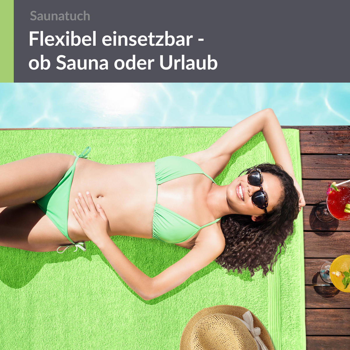BADETUCH Linz Apfel Grün 100x200 cm - Hellgrün, Textil (100/200cm) - Lashuma