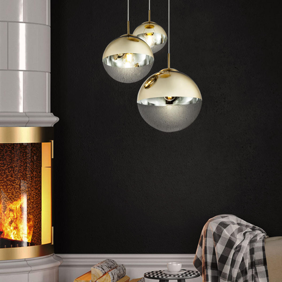 LED HÄNGELAMPE Metall Gold - Goldfarben, Glas (51/51/120cm) - Globo Lighting