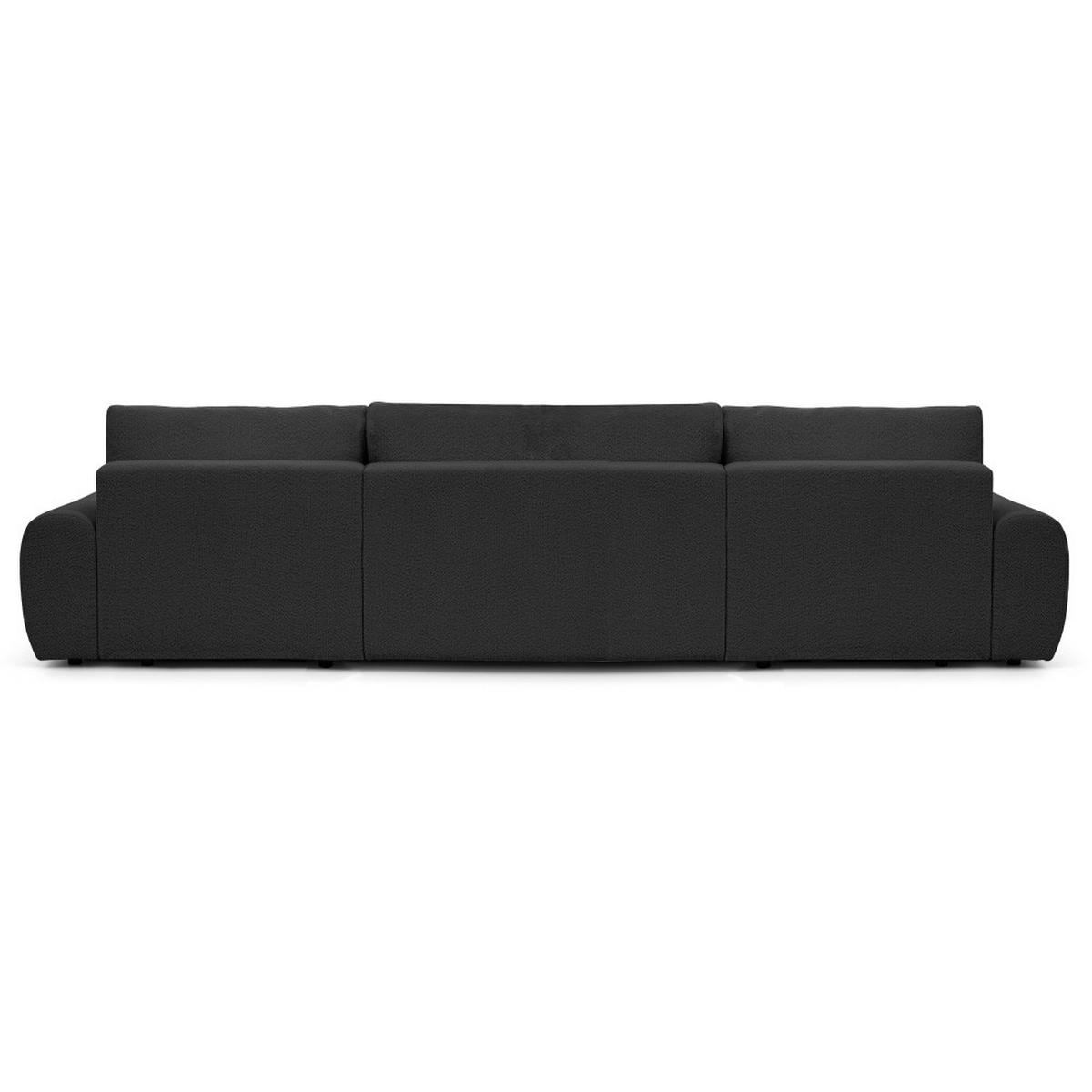 WOHNLANDSCHAFT Oliver mit Schlaffunktion, Schwarz, Bouclé-Stoff - Schwarz, Holzwerkstoff (355/87/160cm) - Beautysofa