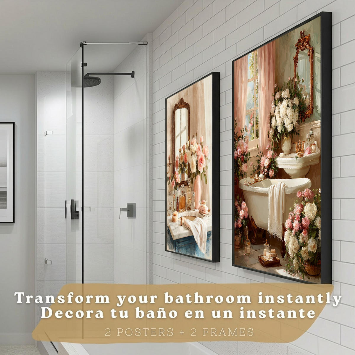 PLAKÁT Sada 2 Baño revista Černý rám A3 - černá, papír (42/29.7/3cm) - Nacnic