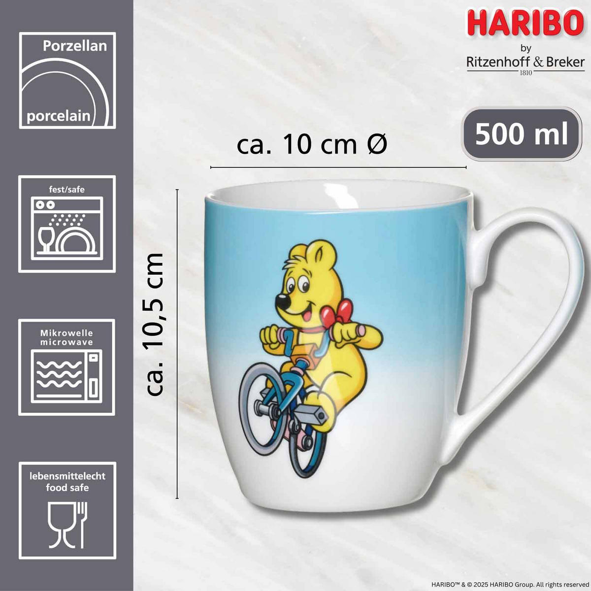 BECHER SPORT Haribo bunt 500 ml 6er Set - Multicolor, Keramik (0.5L) - Ritzenhoff Breker