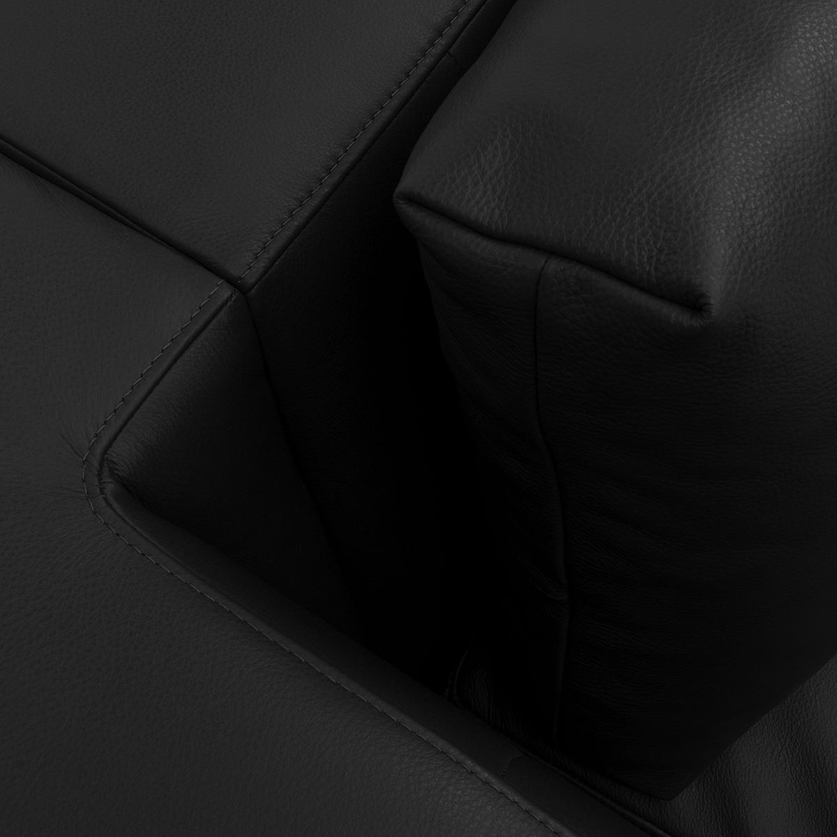 3-SITZER SOFA - Chromfarben/Schwarz, Leder/Metall (238/81/105cm) - home24