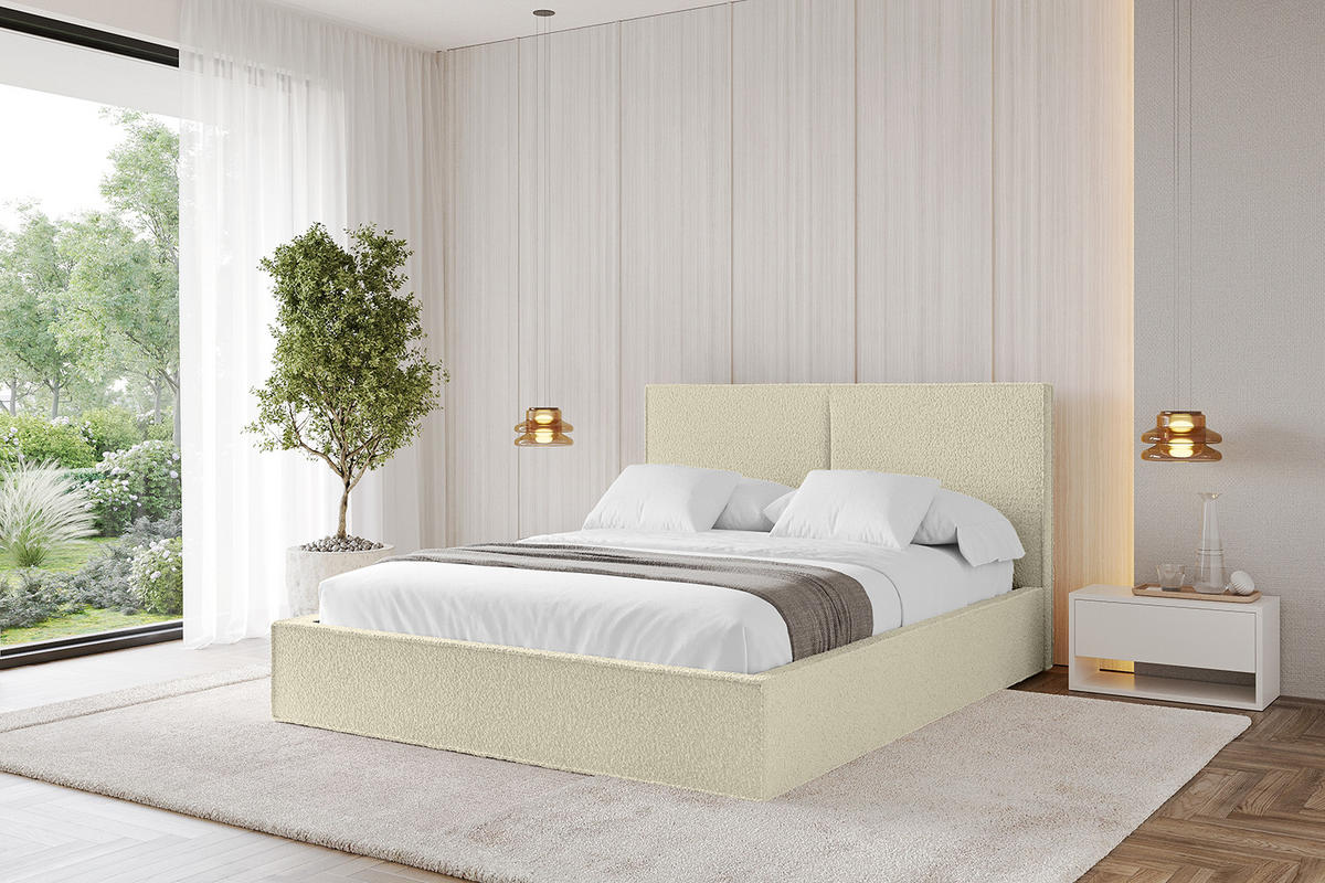 POLSTERBETT mit Bettkasten und Lattenrost, Bett mit Matratze H3/H4 - EMMI 180x200 Beige - Taupe, Holzwerkstoff/Textil (180/200cm) - ALTDECOR