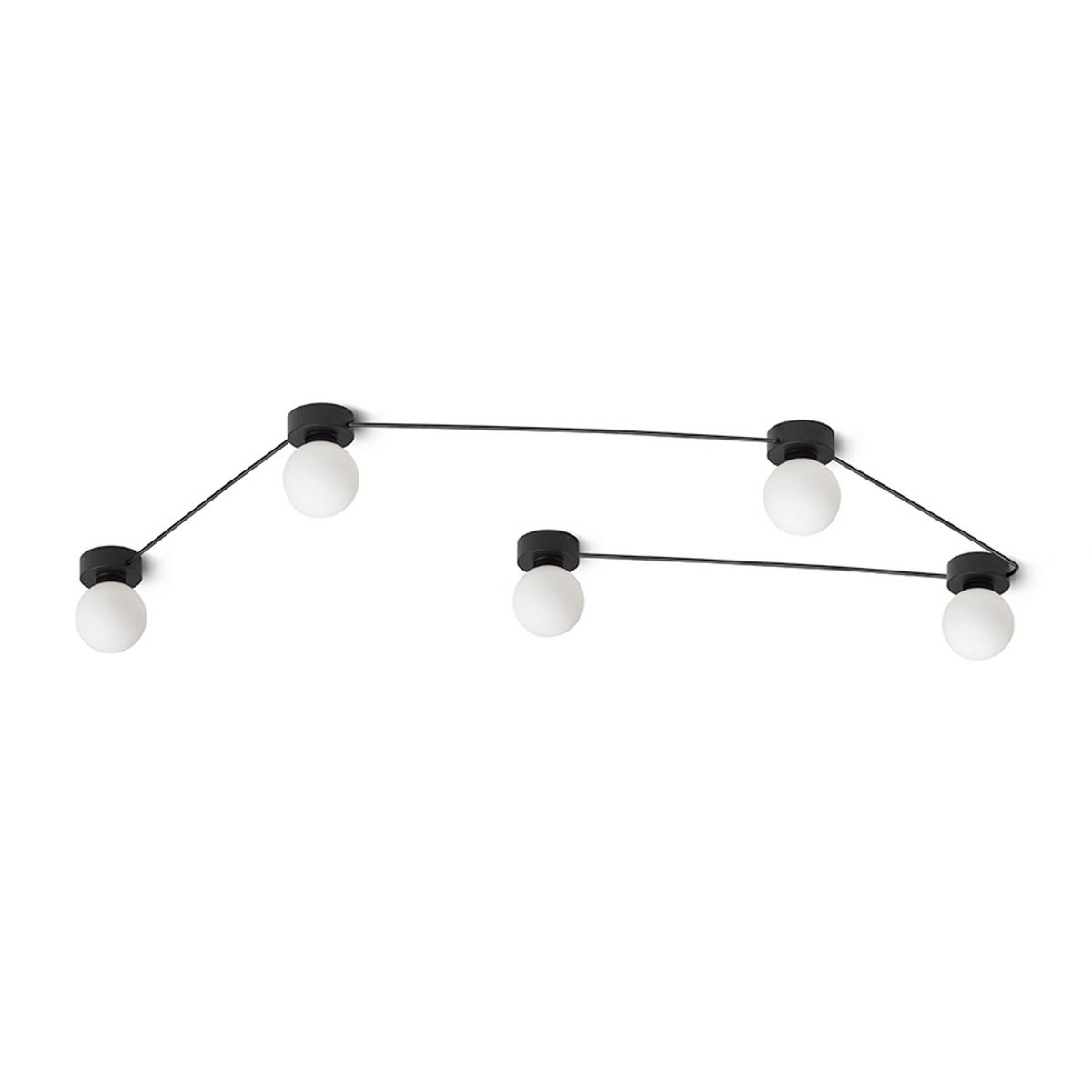 DECKENLEUCHTE VELA V Schwarz Opalglas 30 W - Schwarz, Glas (23.5/9/125cm) - Rendl