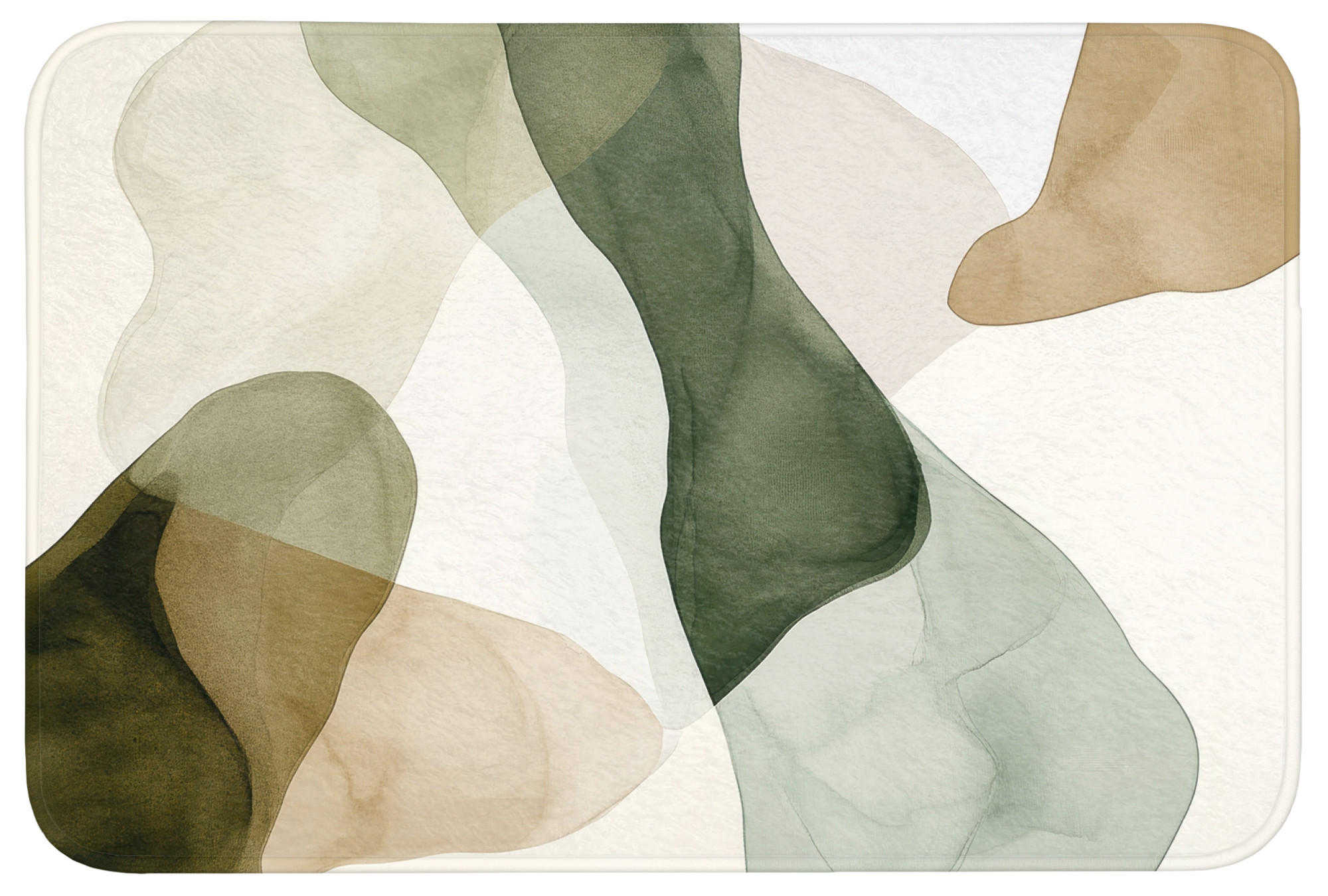 BADEMATTE Japandi - Abstrakt - Grün Badvorleger 90x60 cm - Grün, Kunststoff/Textil (90/60cm) - OnlyWow