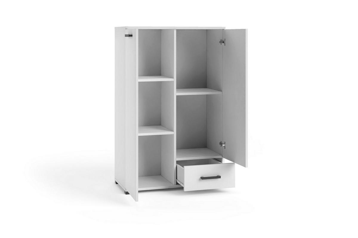 KOMMODE ALBANO 80/125/40cm mit 1 Schubladen 2 Türen Weiß - Weiß, Holzwerkstoff (80/125/40cm) - MASSENO