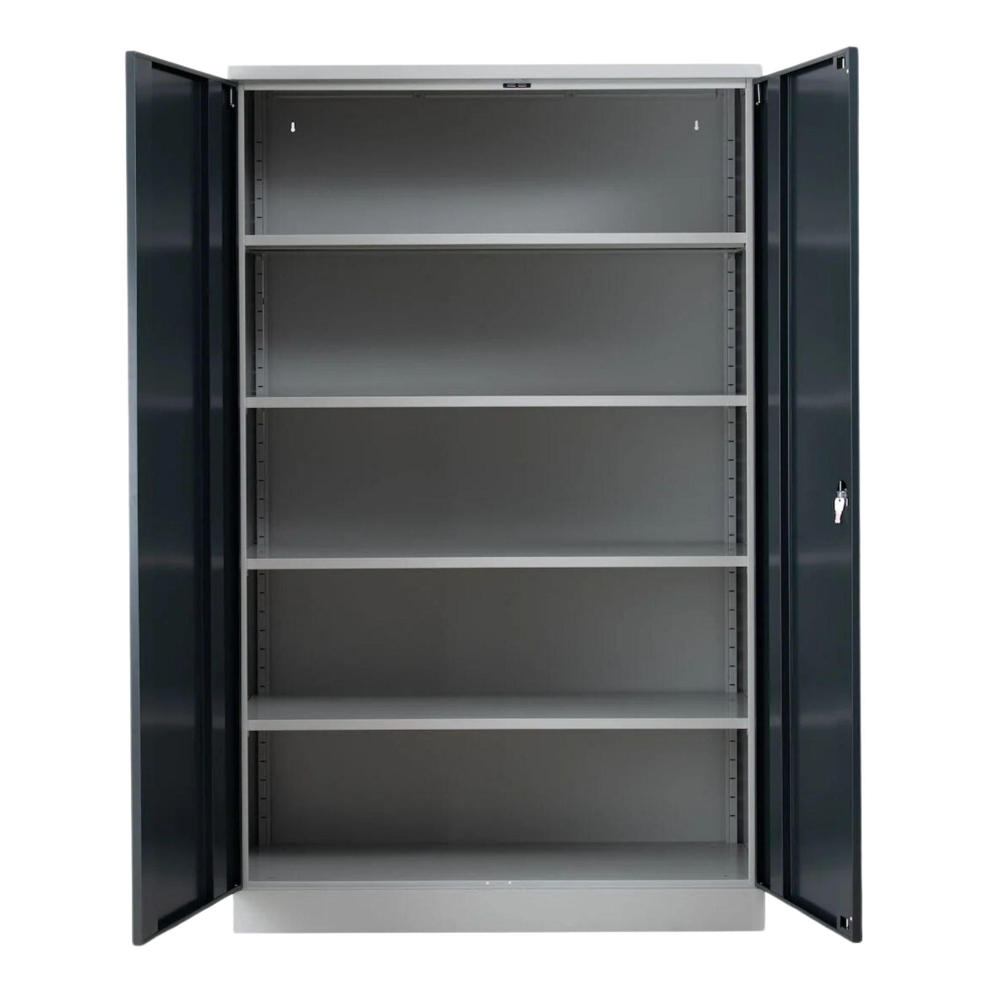 STAHLSCHRANK Bee mit 6 lackierten Fachböden 195x120x50 cm Korpusfarbe Lichtgrau Frontfarbe Anthrazit - Anthrazit, Metall (120/195/50cm)