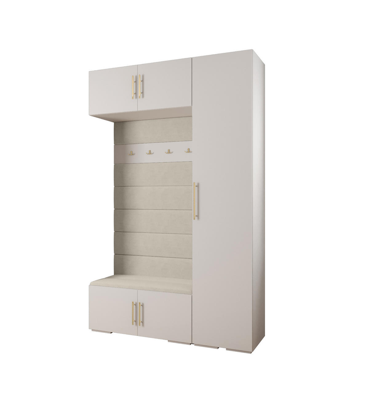 GARDEROBEN-SET 236,7/150/47 - Goldfarben/Weiß, Holz/Kunststoff (150/236.7/47cm) - Abiks Möbel