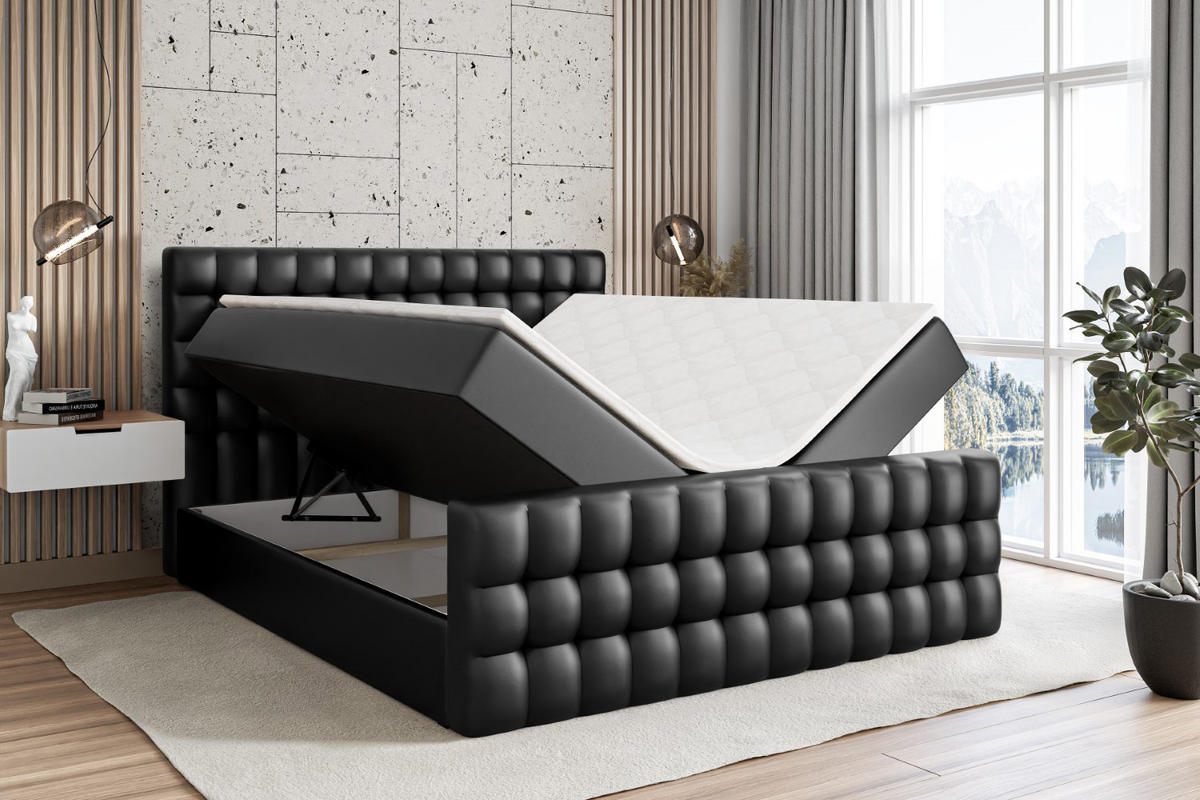 BOXBETT VIONE-Z - 140 x 200 - H4 - Schwarz Hochglanz - Schwarz Hochglanz, Holzwerkstoff (140/200cm) - ALTDECOR