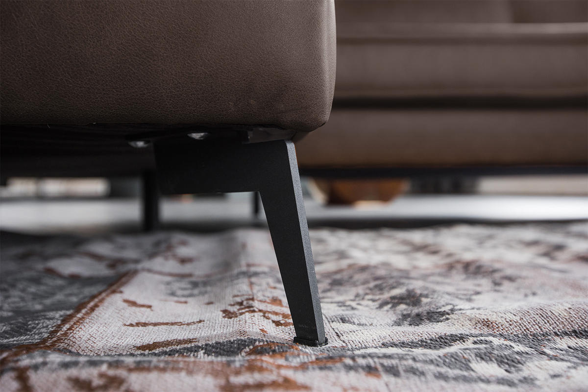 ECKSOFA BLOOM Dunkelbraun Leder - Dunkelbraun/Schwarz, Leder/Metall (276/177cm) - KAWOLA