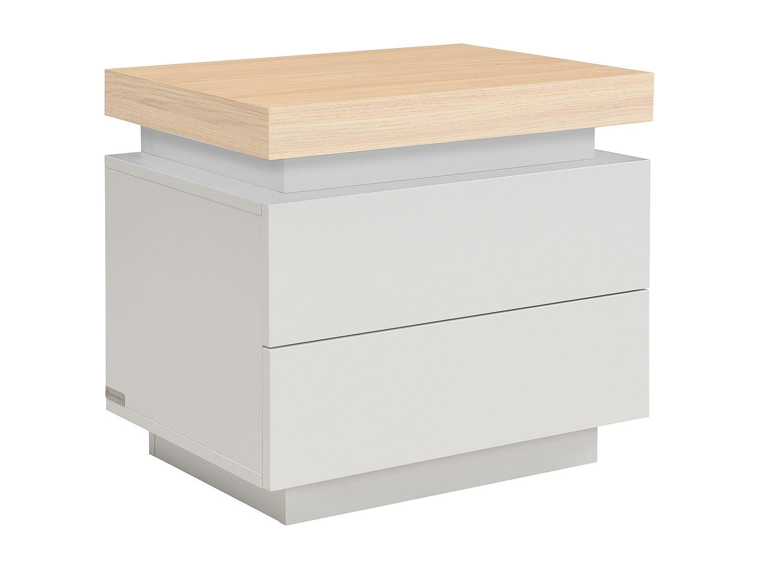 NACHTTISCH mit 2 Schubladen & LEDs – MDF lackiert – Natur & Beige – HALO - Beige, Holz (55/50/40cm) - Vente-Unique