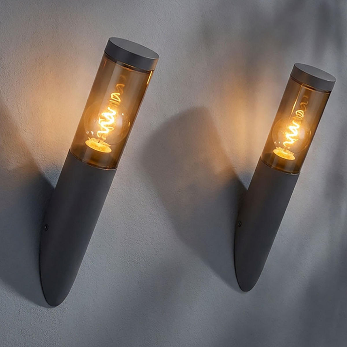AUSSEN-WANDLEUCHTE Edelstahl Anthrazit Rauchfarben - Anthrazit, Metall (7.6/40/17cm) - Globo Lighting
