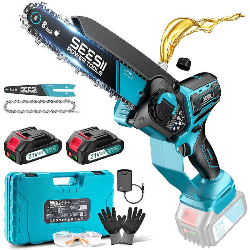 AKKU Kettensäge 6″ & 8″ – Bürstenlos, 1000 W, Holz & Garten, Makita 18 V kompatibel - Blau, Metall (15.5/5/5cm) - Coonoor