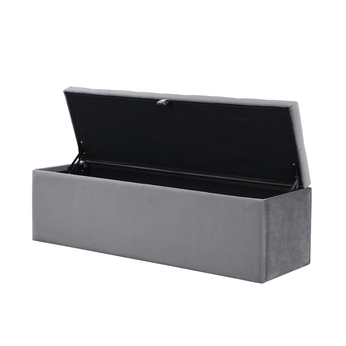 POLSTERBETT 140/200 cm Grau mit Polsterbank und Stauraum aus Samt - Grau, Textil (140/200cm) - OKWISH