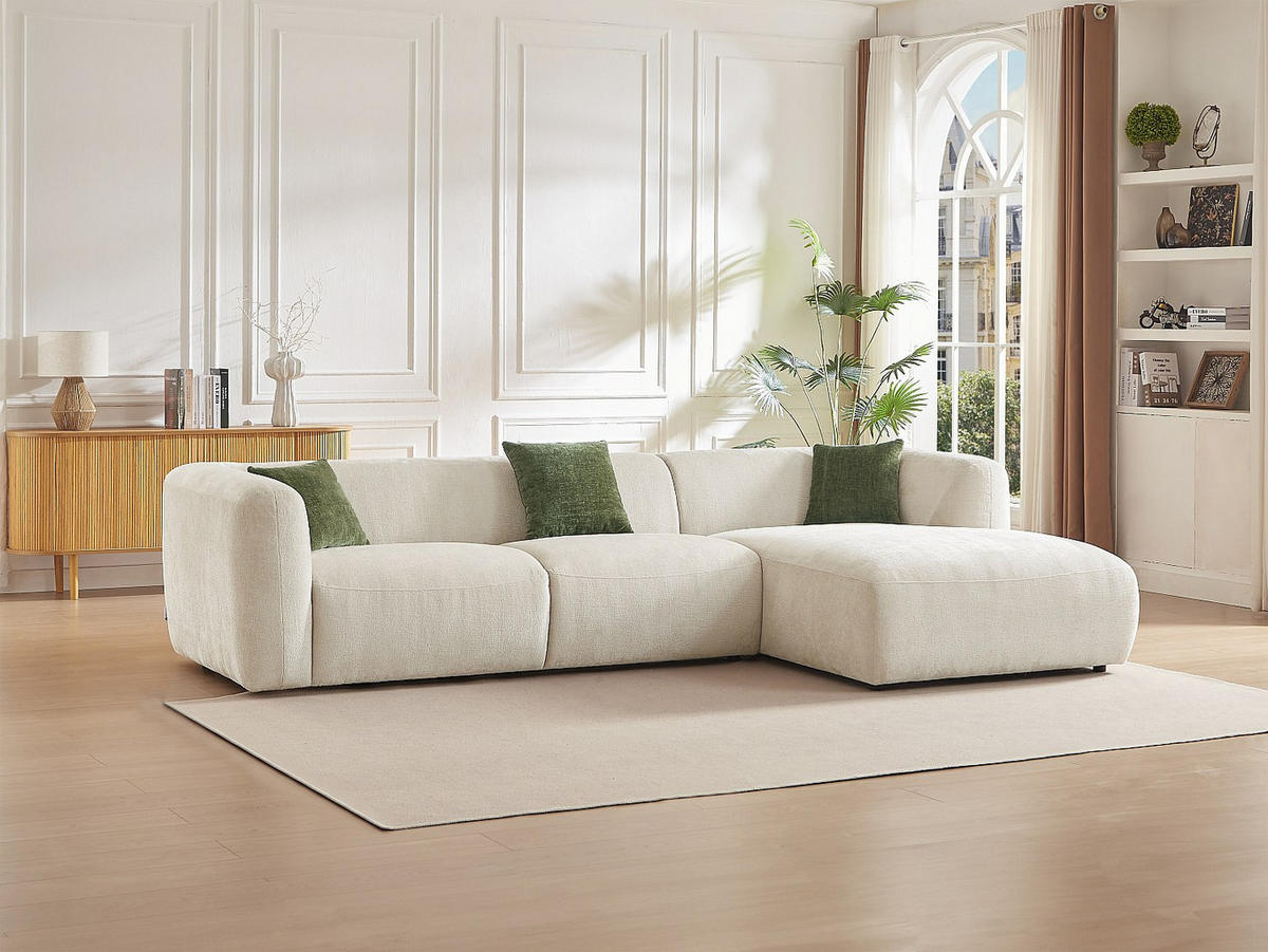 ECKSOFA - Ecke rechts - Stoff - Beige - TANCAVO - Beige, Textil (307/178cm) - Vente-Unique