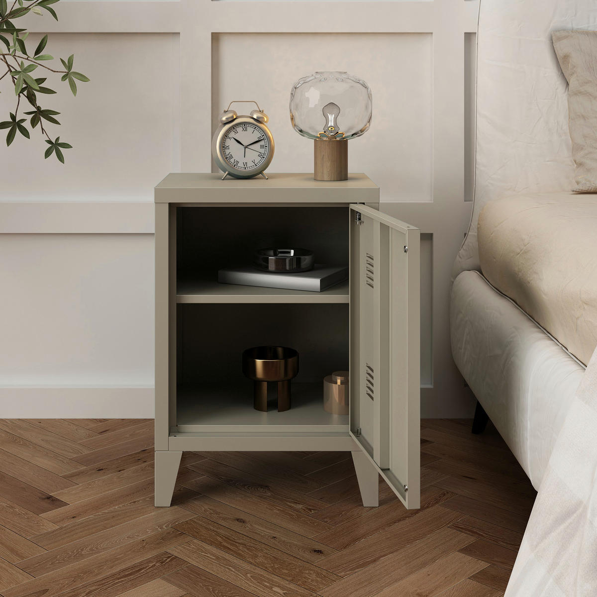 NACHTSCHRANK Inari - Braun, Metall (40/57/30cm) - [en.casa]