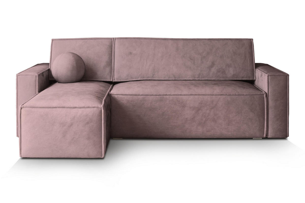 ECKSOFA RAVELO M Lila Velours-Stoff mit Schlaffunktion - Lila, Holz (240/140cm) - MASSENO