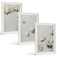 BILDER SET 3er Set - 40x60 cm Weißer Rahmen - Boho-Stranddekorationen aus Steinen - Weiß, Kunststoff (40/60cm) - TULUP