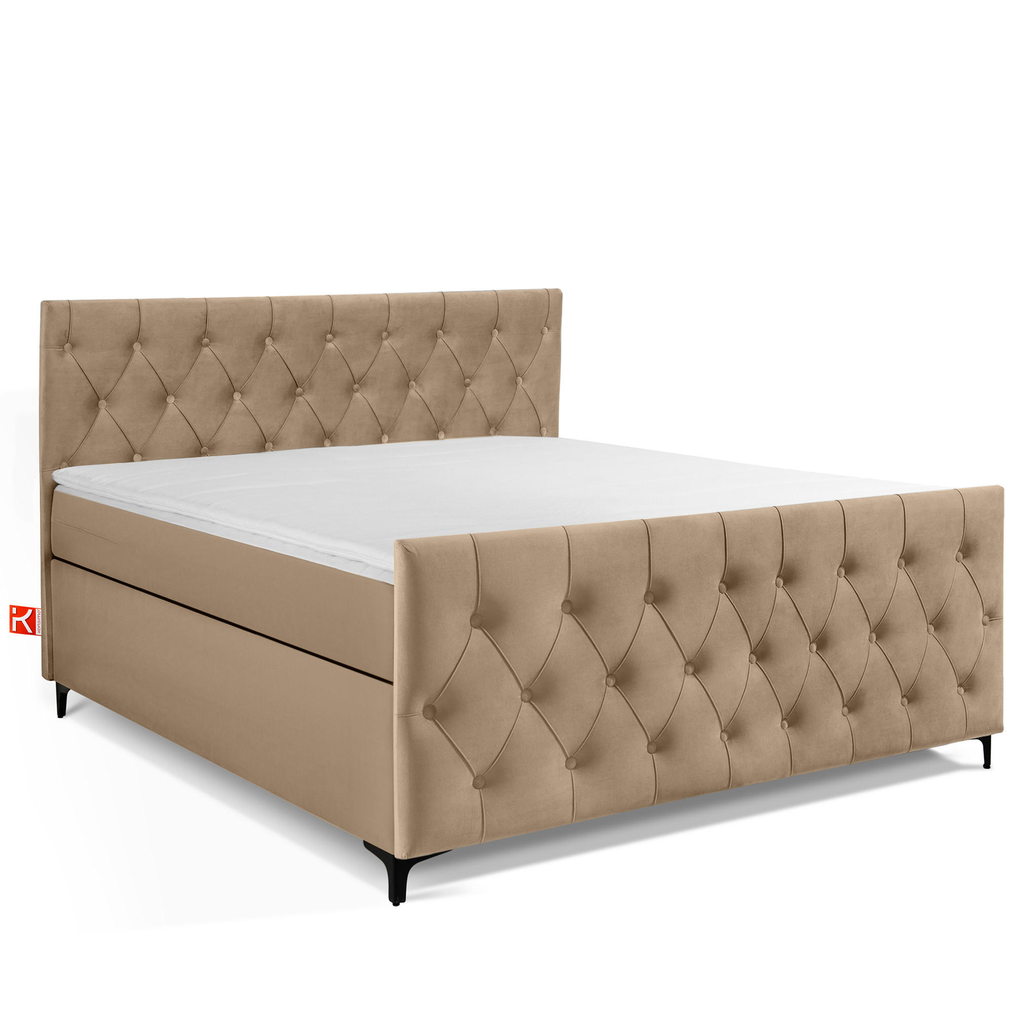 POLSTERBETT ARDEA, Dunkelbeige - Hellbraun/Schwarz, Holz/Holzwerkstoff (160/200cm) - KONSIMO®