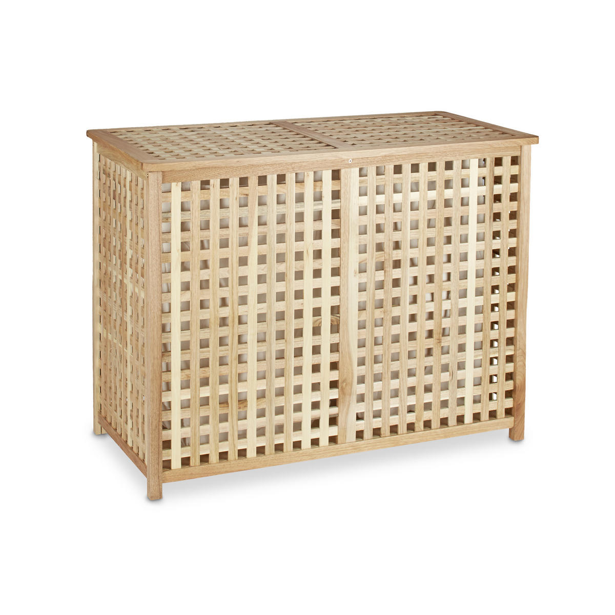 WÄSCHESAMMLER Walnuss 2-fach Holz 150 L - Hellbraun, Holz/Textil (87.9/68.1/46.1cm) - Relaxdays