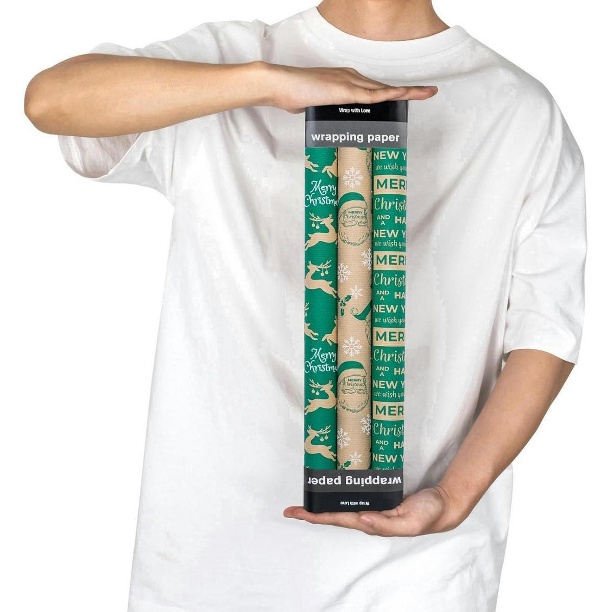 GESCHENKPAPIER 3 Rollen Set Kraftpapier Weihnachten - Multicolor, Papier (43.2/1/300cm)