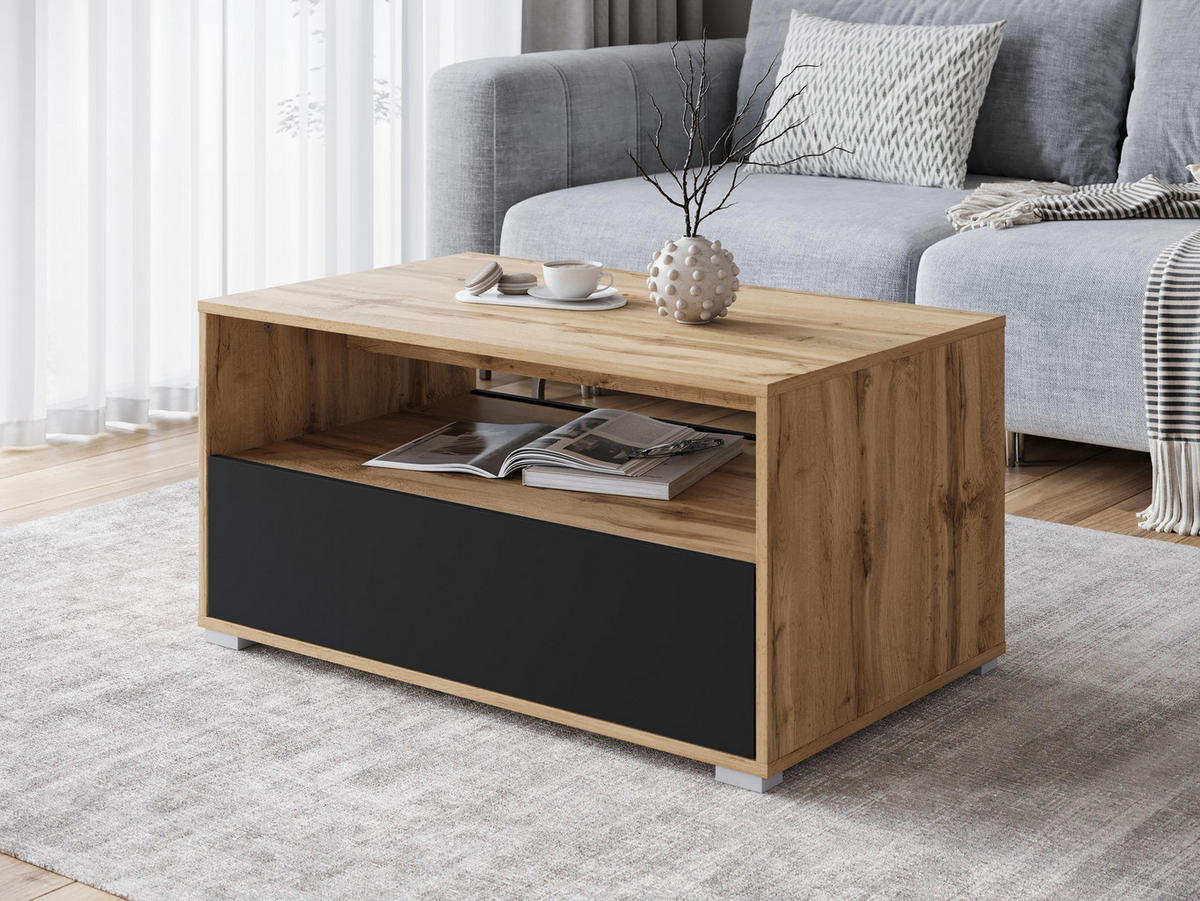 COUCHTISCH Nairobi II S02 - Eiche Wotan/Alufarben, Holzwerkstoff/Kunststoff (55/90/45cm) - MIRJAN24