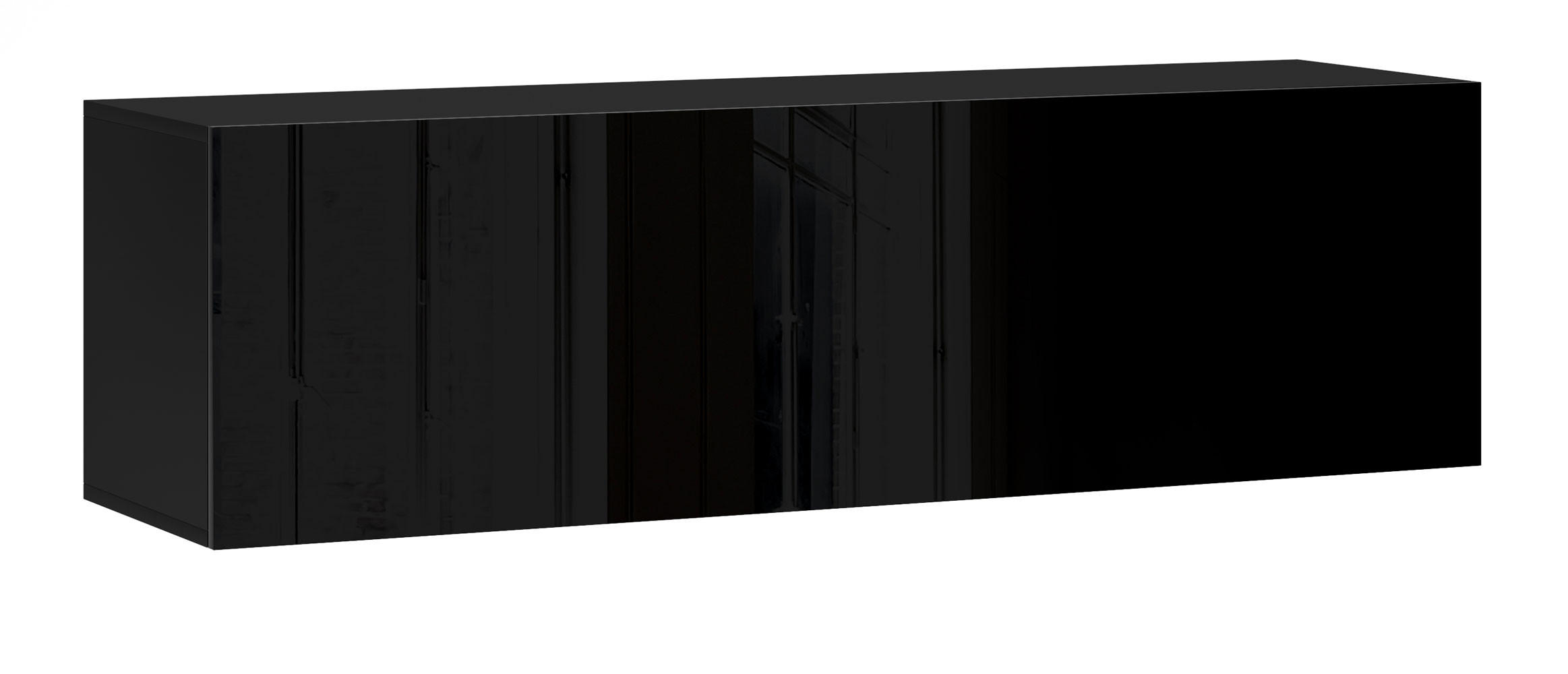 LOWBOARD Vivo schwarz Hochglanz 140 / 38 / 40cm - Schwarz Hochglanz/Schwarz, Holz/Holzwerkstoff (140/40/38cm) - Feldmann-Wohnen