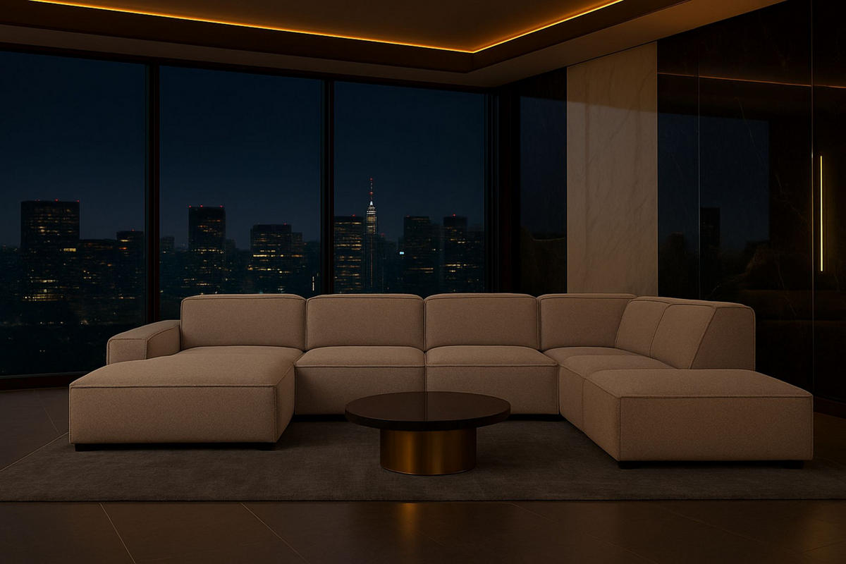 ECKSOFA Cursal V, Stoff Artico, Beige, Rechts - Beige, Holz (364/262cm) - Kaiser Möbel