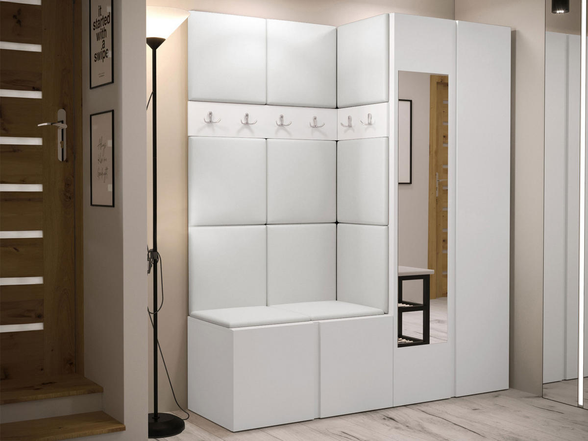 GARDEROBEN-SET Orion XII - Weiß, Holzwerkstoff/Kunststoff (158/186/46cm) - MIRJAN24