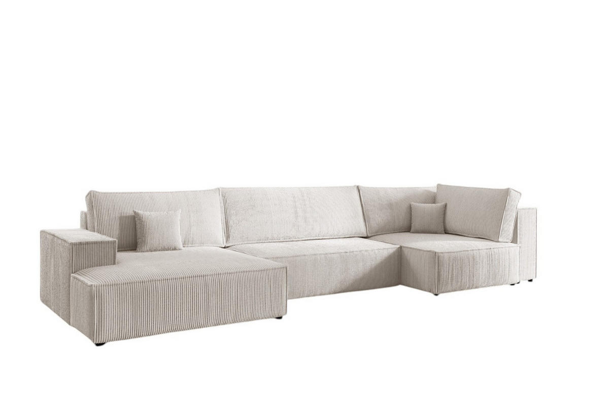 WOHNLANDSCHAFT Corunia - Weiß, Holzwerkstoff/Textil (398/70/148cm) - Fun Möbel