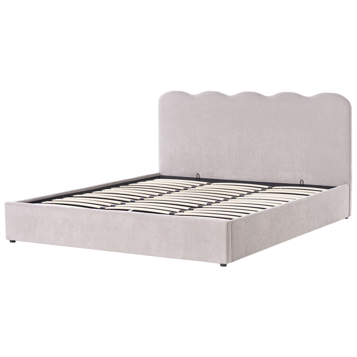 POSTEL s úložným prostorem 180/200 cm Žinylková látka Taupe Nanterre - šedohnědá, textil (180/200cm) - Beliani