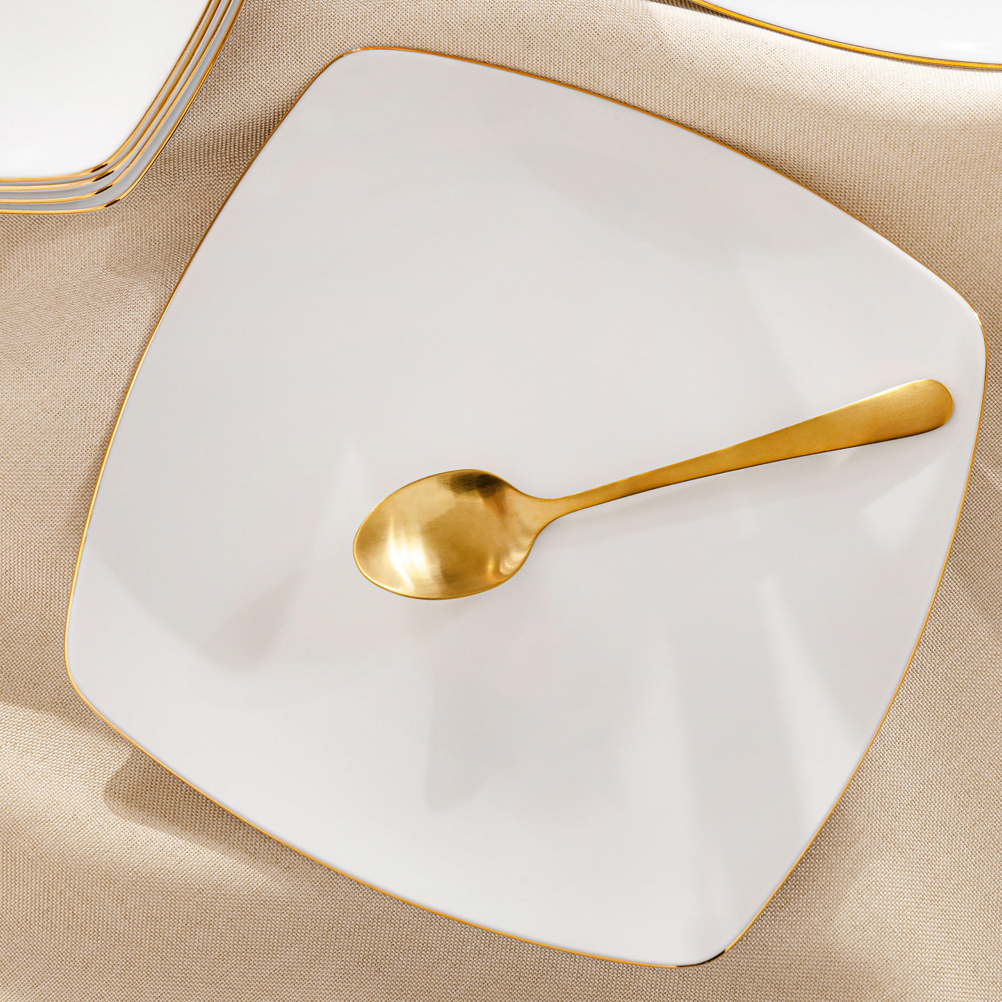 Thumbnail - Konsimo® Dessertteller, Weiß, Gold, Keramik, 6-teilig, Essen & Trinken, Geschirr, Teller, Kuchenteller