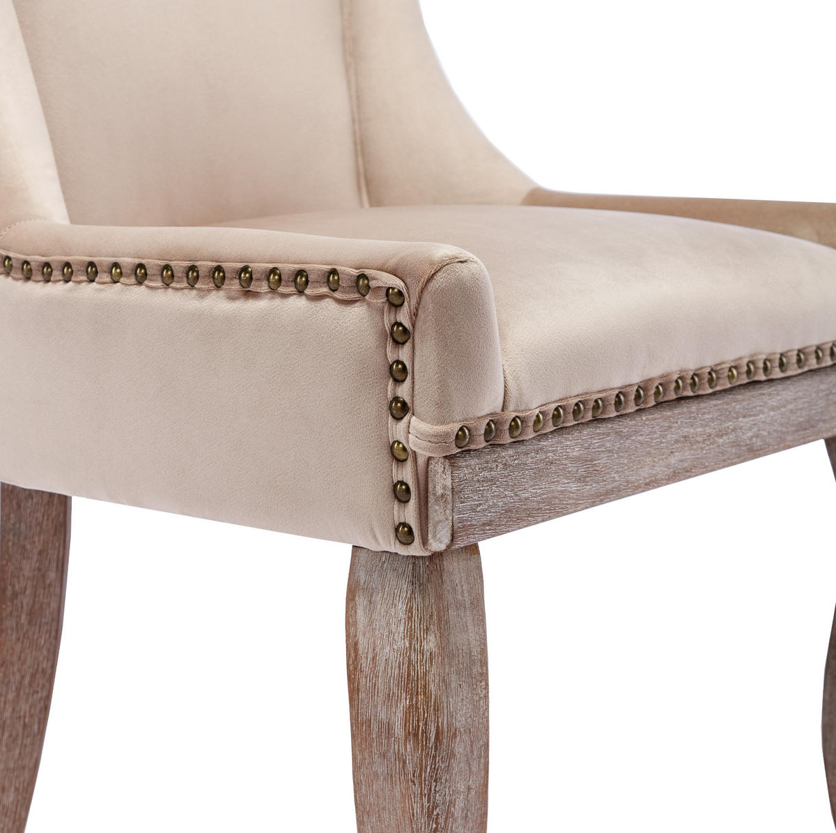 ESSZIMMERSTUHL 2er-Set gepolstert Samt Beige - Beige, Holz (61/91/55cm) - Meubliv