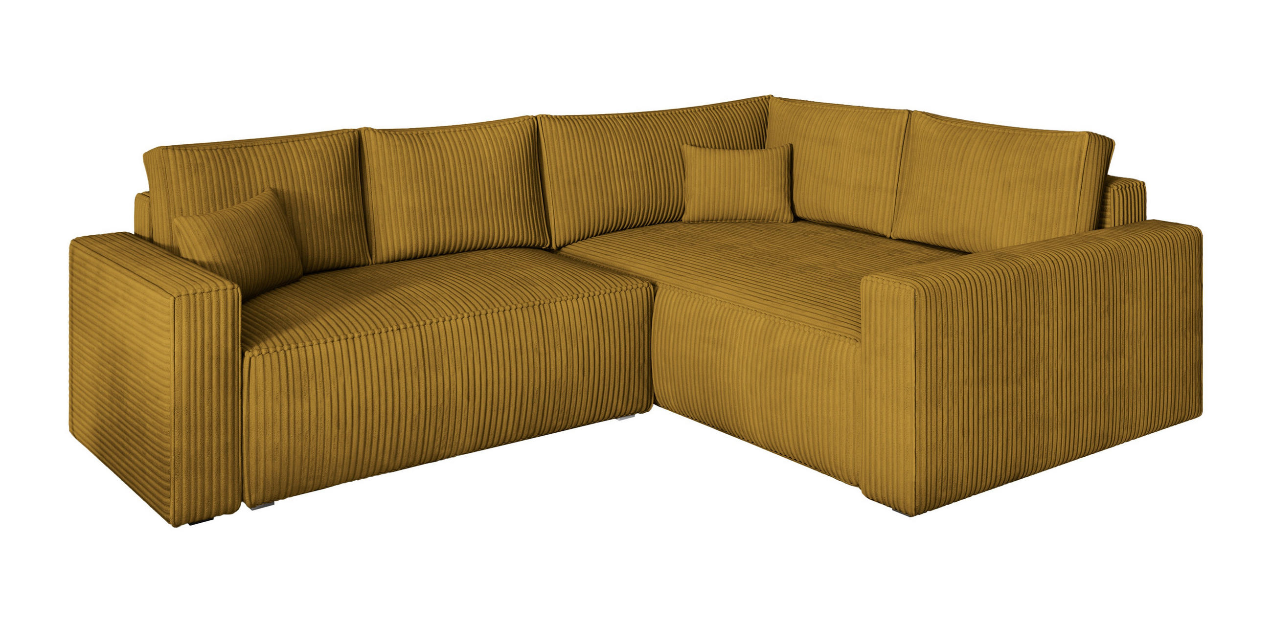 ROHOVÁ SEDAČKA ERONIS žlutá - šedá/žlutá, dřevo/textil (265/194cm) - MASSENO