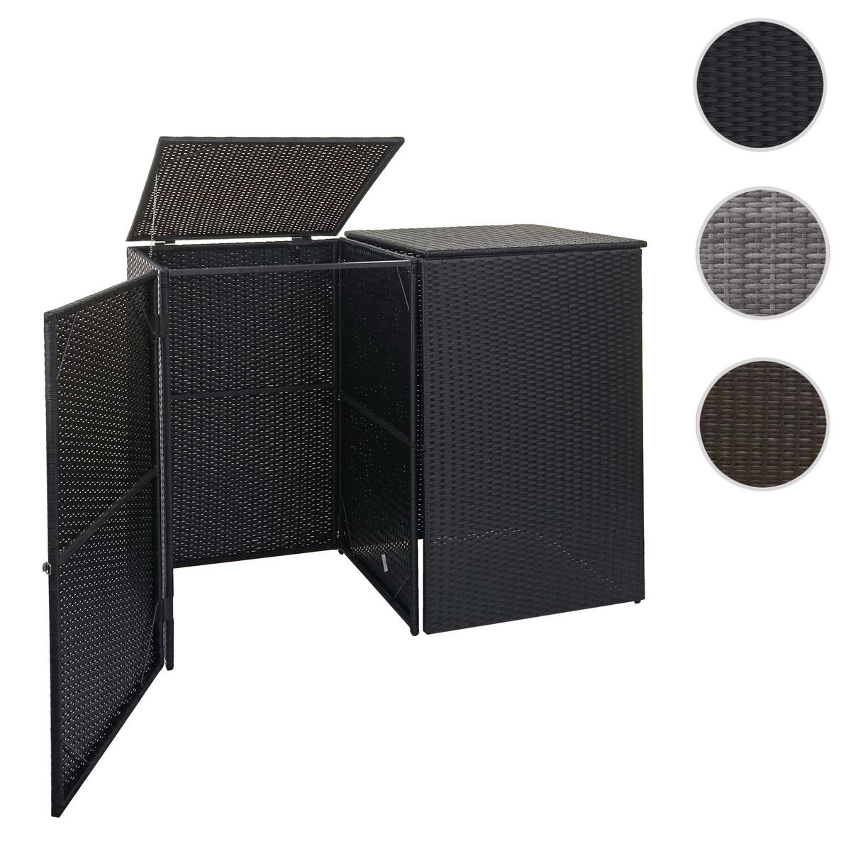 MÜLLTONNENBOX 2er HxBxT 176x130x131cm Poly-Rattan 2x120l Braun - Braun, Kunststoff (130/176/131cm) - PROREGAL