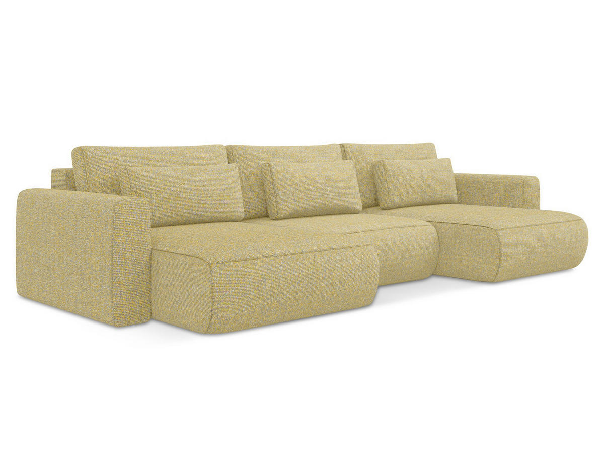 WOHNLANDSCHAFT Strukturstoff Stoff Gelb - Currygelb/Gelb, Kunststoff/Textil (340/82/149cm) - Makamii