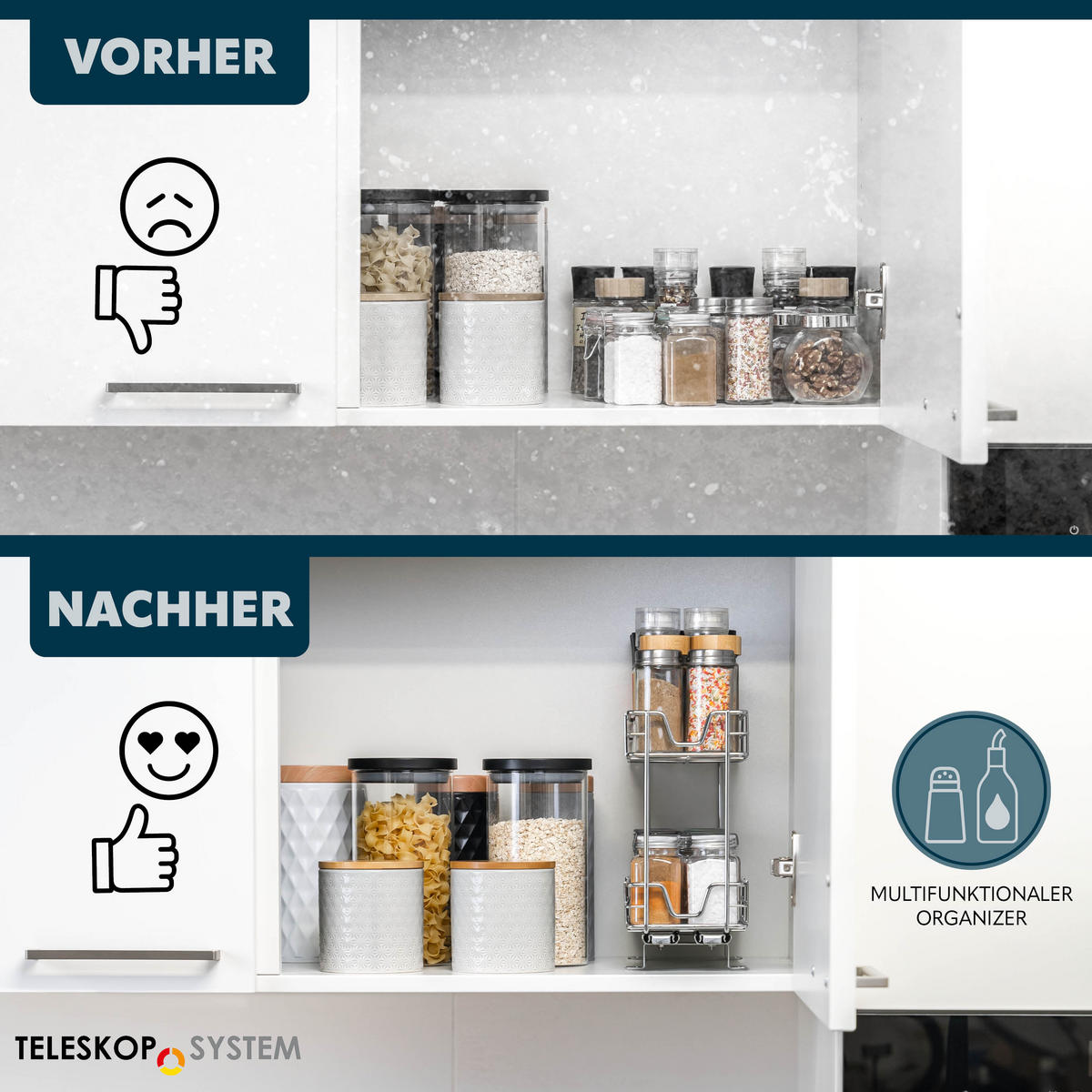 KORBAUSZUG (2er Set), 2-stöckig, Chrom - Silberfarben, Metall (11.5/23.5/29cm) - bremermann