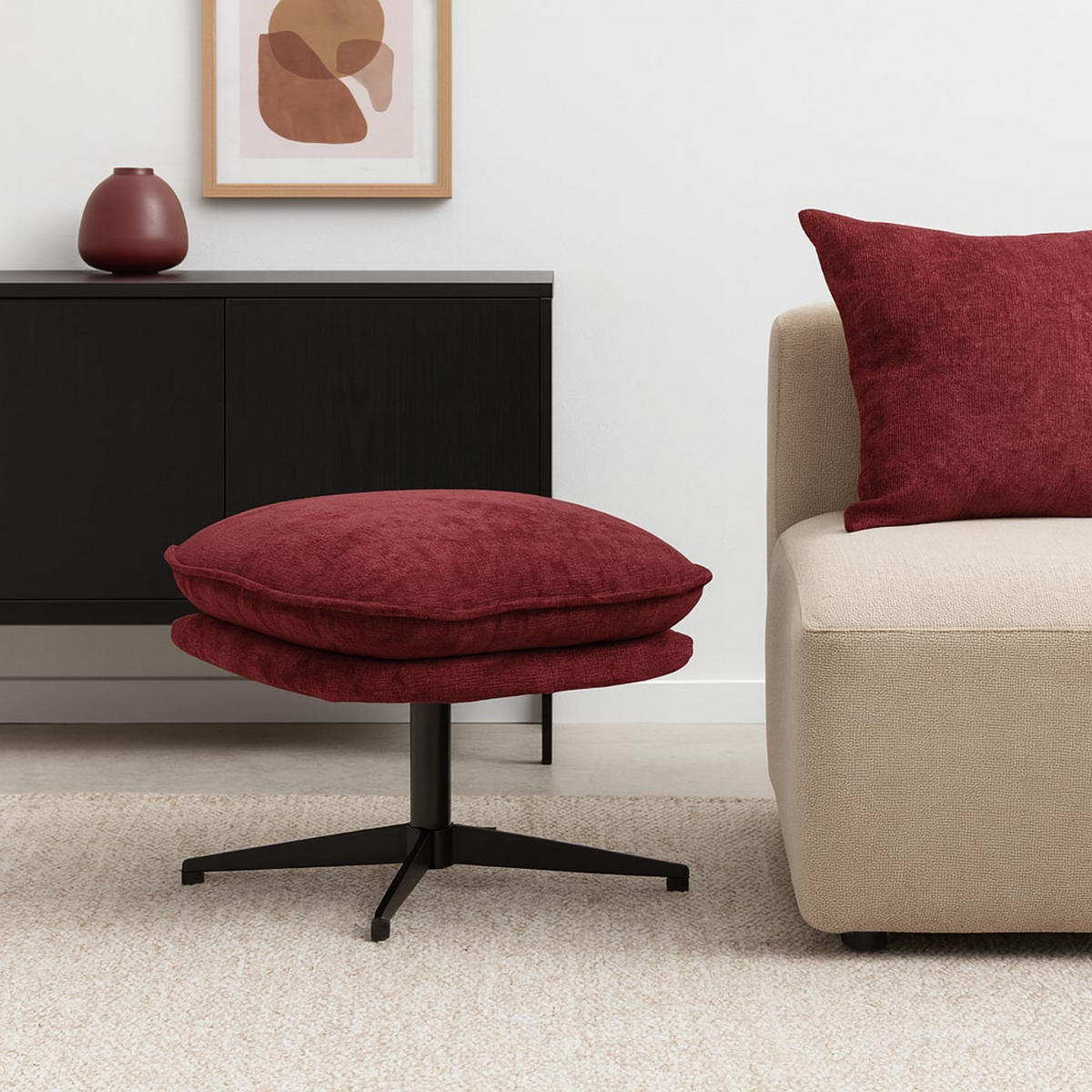 STOLEK S POLSTROVÁNÍM Červená - červená, textil (52/46/46cm) - MCW