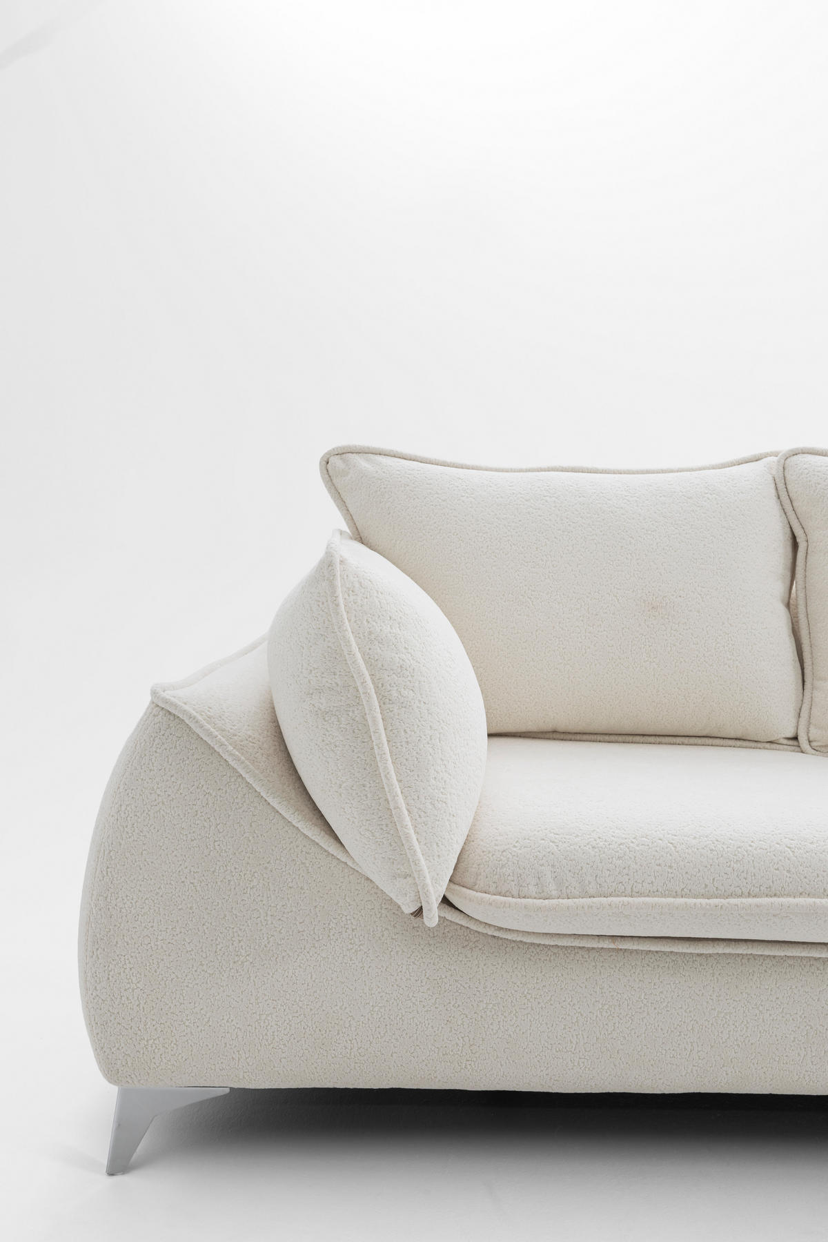 3-SITZER Sofa MELANI 252 cm Velours Creme - Chromfarben/Creme, Holz/Textil (252/90/88cm) - Muffo