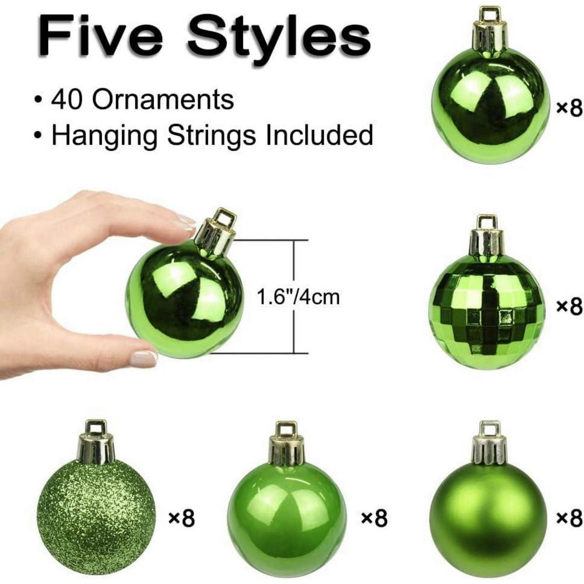 WEIHNACHTSKUGELN 40-teiliges Set Kunststoff Grün 4 cm - Multicolor, Kunststoff (4/4/4cm)